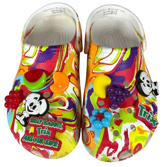 Crocs x Trix Cereal Classic Clog Women 10/Men 8 Limited Edition Rabbit Jibbitz - Picture 2 of 10